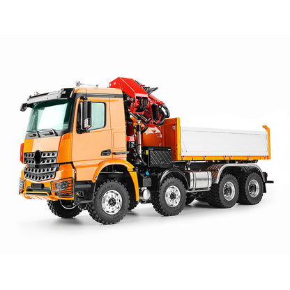 LESU 3348 1/14 RC Camion à benne basculante hydraulique 3 voies 8X8 avec grue à bascule télécommandée