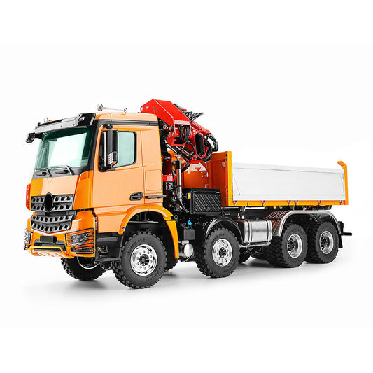 LESU 3348 1/14 RC Camion à benne basculante hydraulique 3 voies 8X8 avec grue à bascule télécommandée