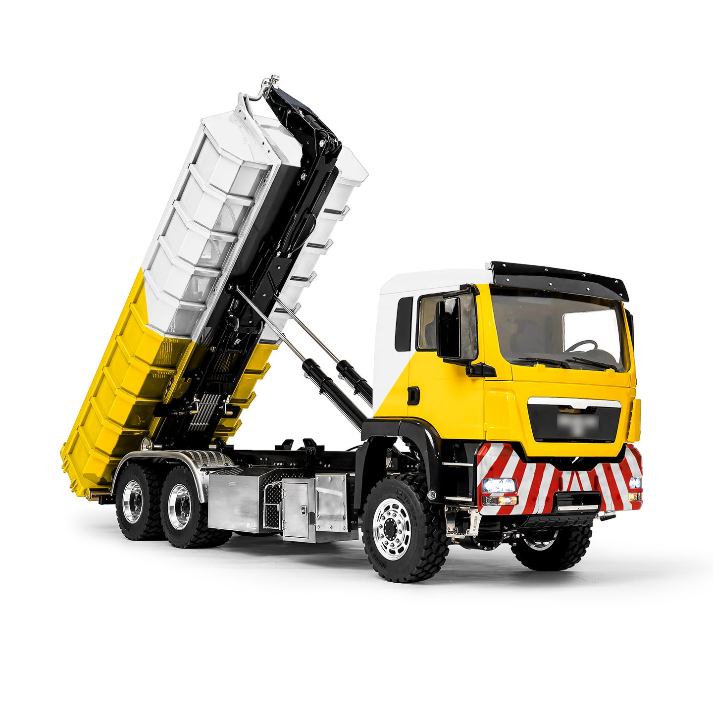 LESU Z0094 Metal 1/14 6x6 Remote Control Hydraulic Dump Truck Telescopic Hook Lift Heavy Duty Engineering Vehicle Light Sound