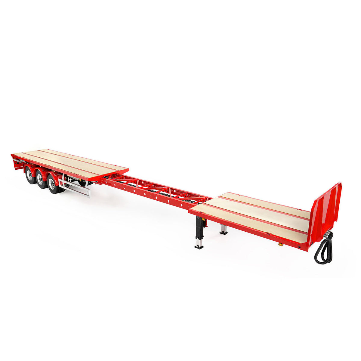LESU Metal 3Axles Manual Support Legs Extendable Flatbed Semi Trailer for 1/14 Remote Control Tractor Truck RC Loader DIY Model