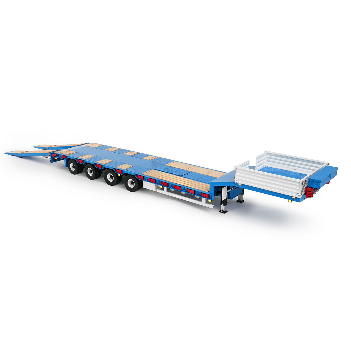 LESU Metal 1/14 RC Trailer A0054 Hydraulic Lifting Tailboard 4 Axles Steering Available for DIY RC Tractor Truck Lorry Car Model Lights