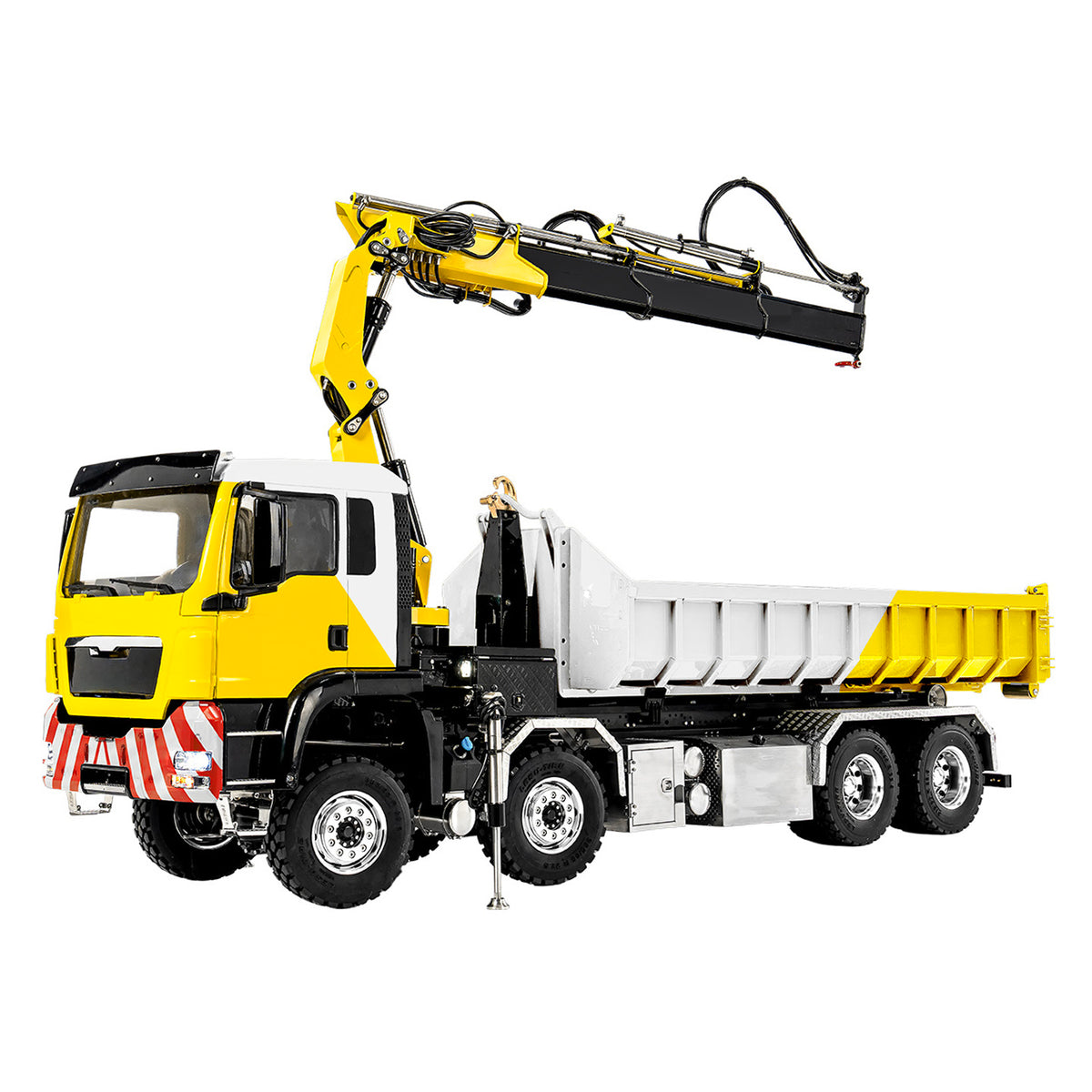 LESU 1/14 Metal RC Hydraulic Hook Lift Dumper Z0124/Z0125 8x8 Crane Dump Truck Model with 3 Speed Transmission LED Lights Sound System