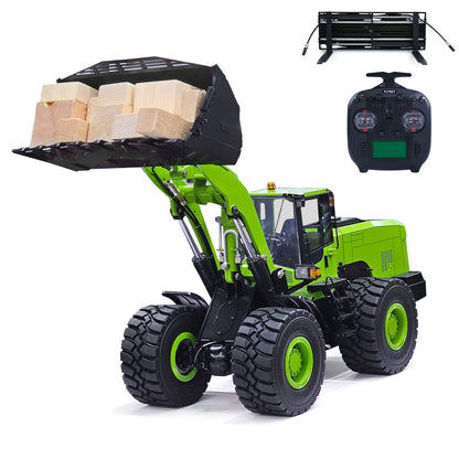 Metal 1/14 RC Hydraulic Loader WA480 Heavy Construction Machine Differential Lock Axles Quick Coupler Fork Light Sound ST8