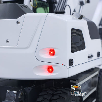 1/14 Remote Control Hydraulic Wheeled Excavator 7CH Valves 2WD/4WD Metal RC Digger RTR Axle Lock Flysky PL18EV Lite Light System