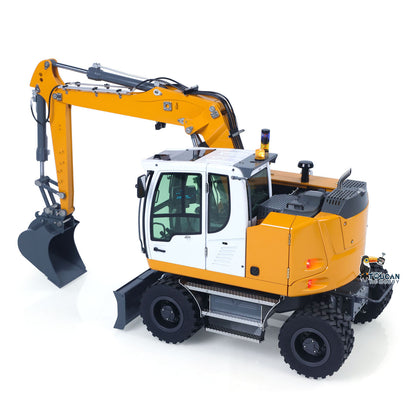 1/14 Remote Control Hydraulic Wheeled Excavator 7CH Valves 2WD/4WD Metal RC Digger RTR Axle Lock Flysky PL18EV Lite Light System