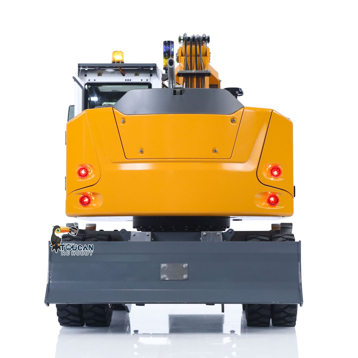 1/14 Remote Control Hydraulic Wheeled Excavator 7CH Valves 2WD/4WD Metal RC Digger RTR Axle Lock Flysky PL18EV Lite Light System