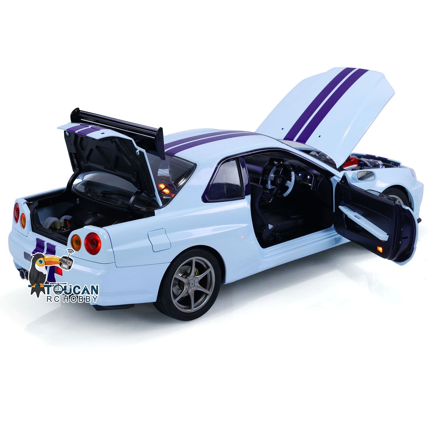 Capo 1/8 Assemblé Peint RTR 4x4 4WD R34 RC Racing Drifting Car Avec Système Sonore Et Lumineux Fonction Fumée