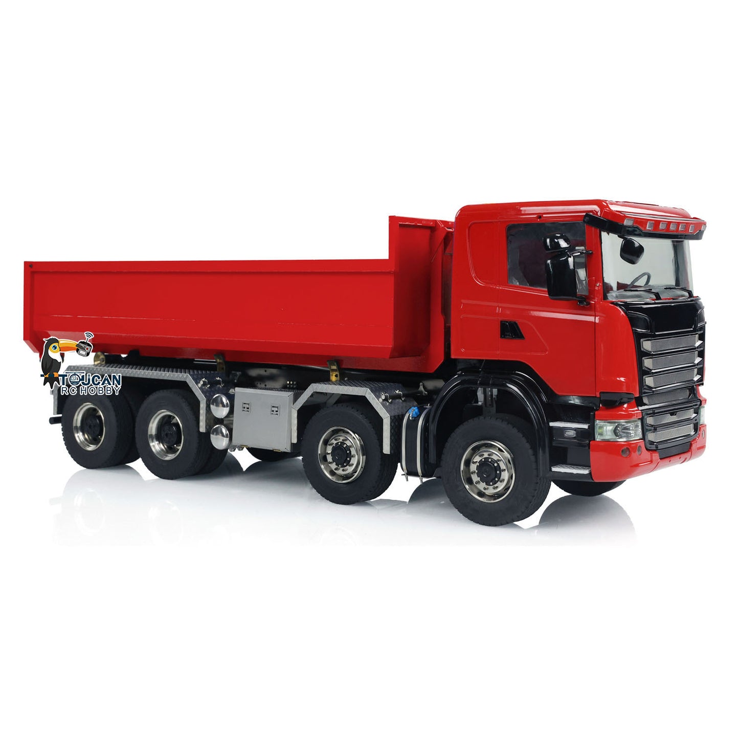 1:14 RC Hydraulic Roll-on Dump Truck 8x8 RC Tipper Car With Sounds Lights U-Shape Low Bucket