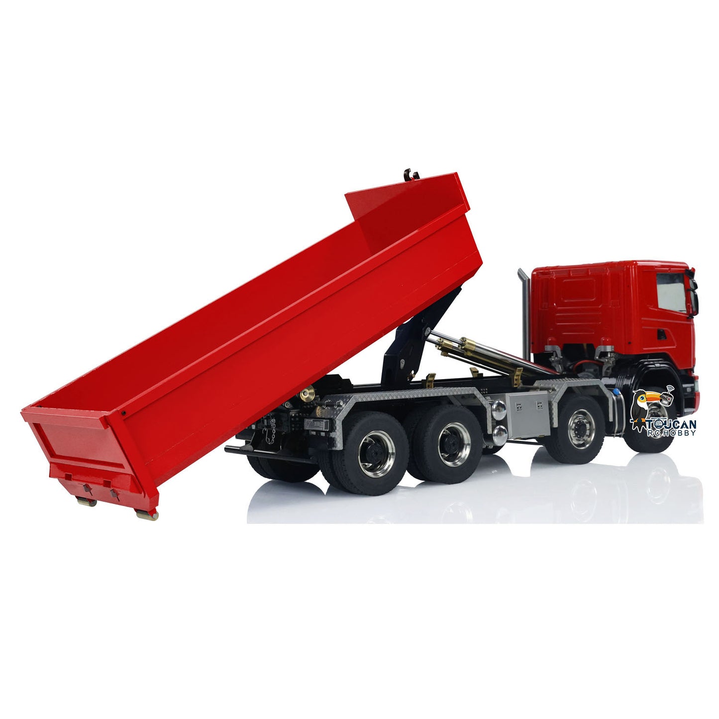 1:14 RC Hydraulic Roll-on Dump Truck 8x8 RC Tipper Car With Sounds Lights U-Shape Low Bucket