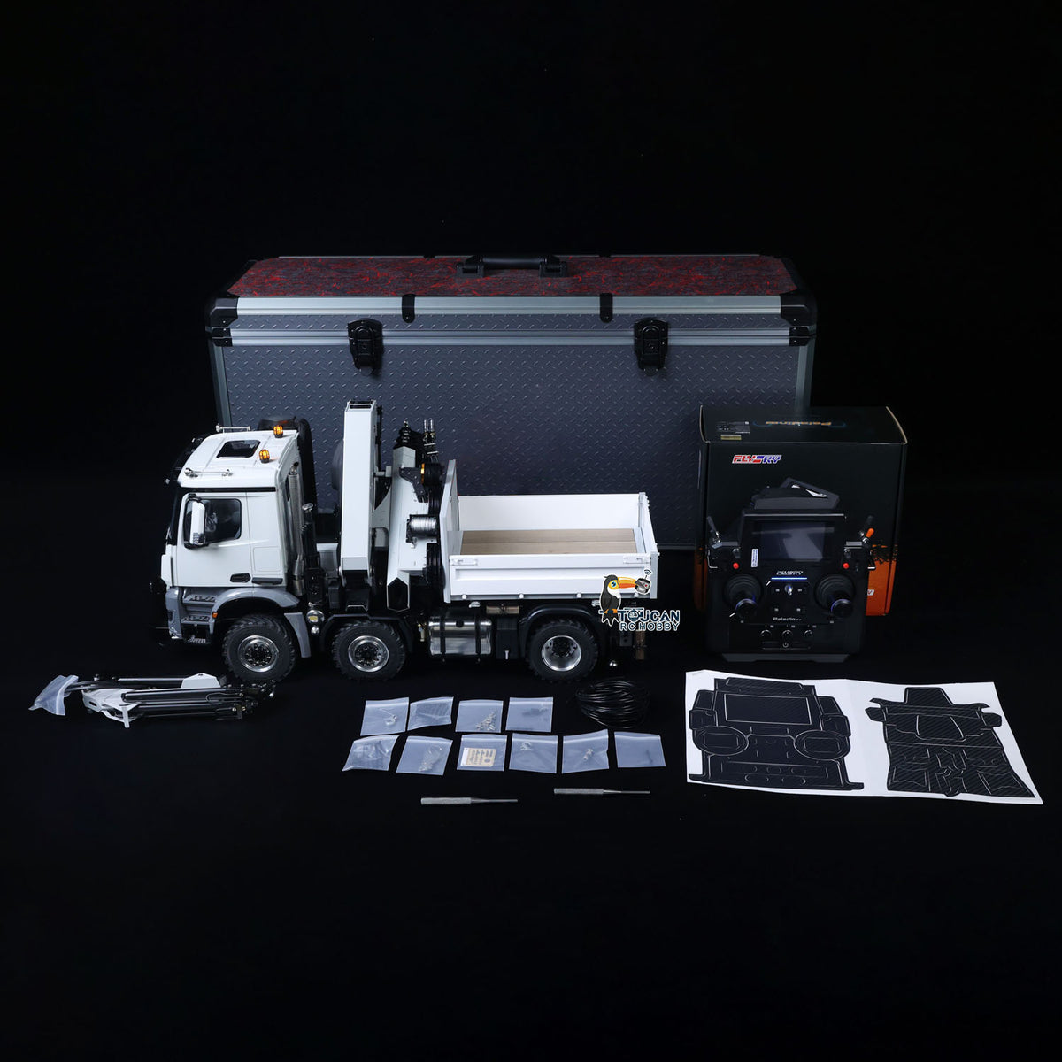 4151 AK Metal 1/14 RC Tractor Truck with Hydraulic Crane Fly Jib Arm Bucket 6*6 Remote Control Farm Car 3Speed Model Lorry Sound