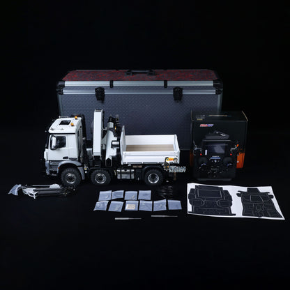 4151 AK Metal 1/14 RC Tractor Truck with Hydraulic Crane Fly Jib Arm Bucket 6*6 Remote Control Farm Car 3Speed Model Lorry Sound