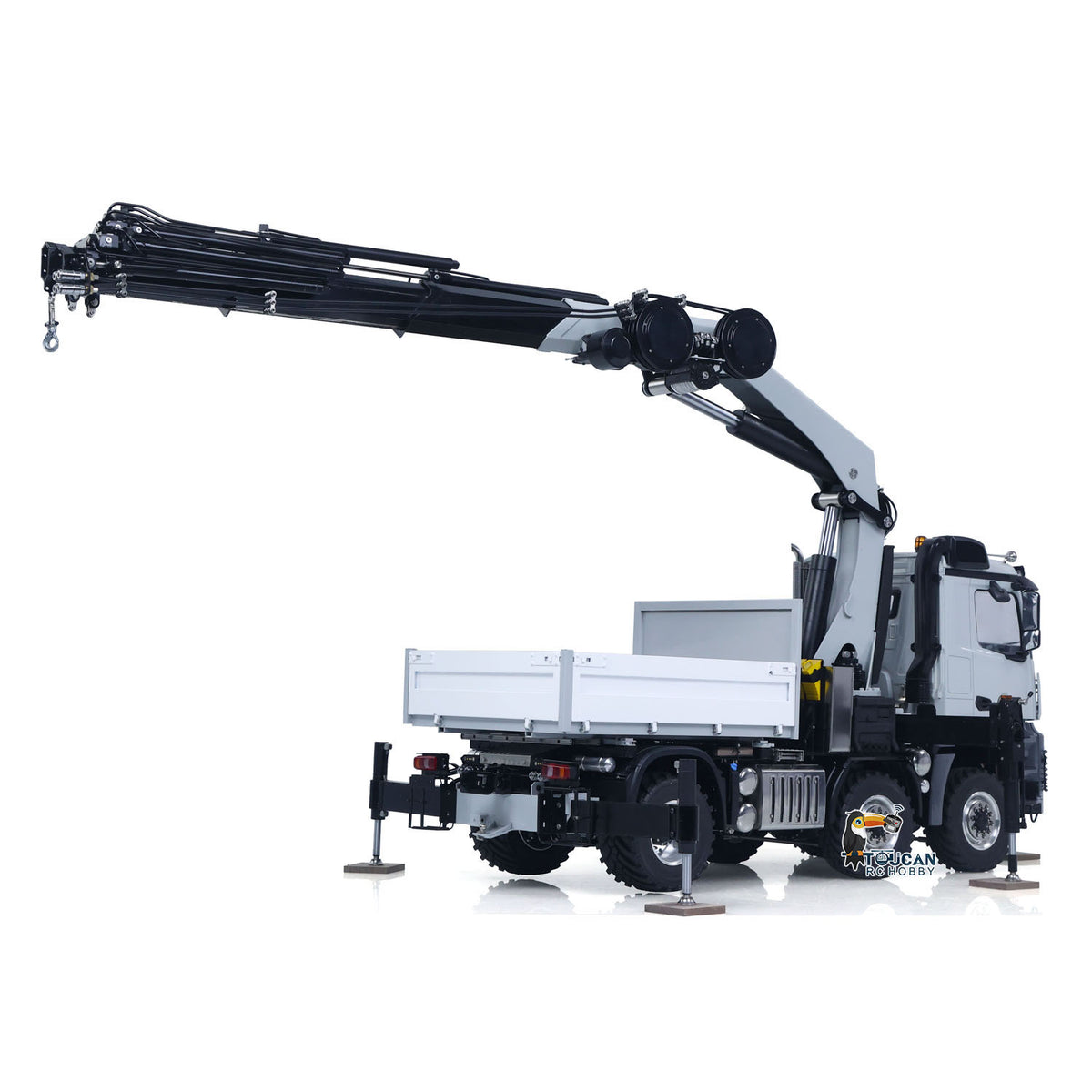 4151 AK Metal 1/14 RC Tractor Truck with Hydraulic Crane Fly Jib Arm Bucket 6*6 Remote Control Farm Car 3Speed Model Lorry Sound