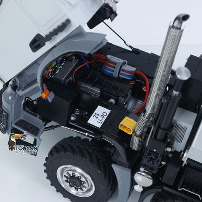 4151 AK Metal 1/14 RC Tractor Truck with Hydraulic Crane Fly Jib Arm Bucket 6*6 Remote Control Farm Car 3Speed Model Lorry Sound