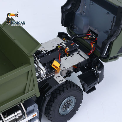 MD 1/14 6*6 Metal Radio Control Hydraulic Dump Truck 2-Speed Gearbox RC Tipper Model Differential Locks Radio Light Sound System