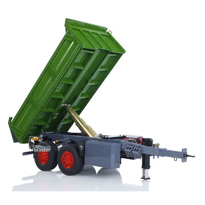 LESU 1/14 2 Axles RC Metal Trailer Remote Control Hydraulic Dump Trailer for Tractor Truck Dumper Radio Controlled Lorry Model