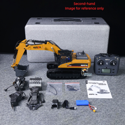 Second Hand US Stock HUINA New Upgrade 580 1/14 Metal Excavator Model Engineering Vehicle Electric Ball Grabber 360 Rotating Shear Claw Sound Lights
