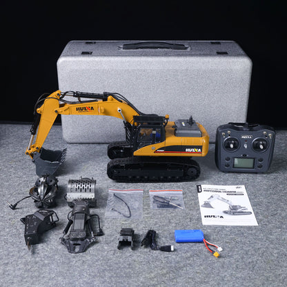 US STOCK HUINA New Upgrade 580 1/14 Metal Excavator Model Engineering Vehicle Electric Ball Grabber 360 Rotating Shear Claw Sound Lights