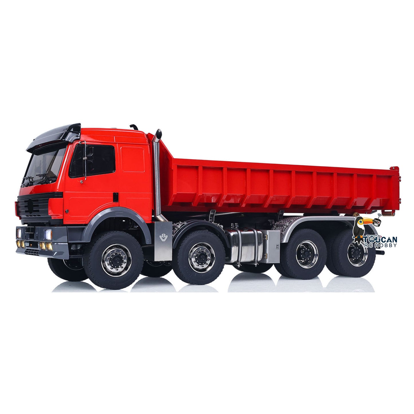 1/14 8*8 Remote Control Hydraulic Roll On Off Dump Truck 1838 2 Valves RC Full Tipper 3Speed Gearbox Hobbywing 1060 Brushed ESC