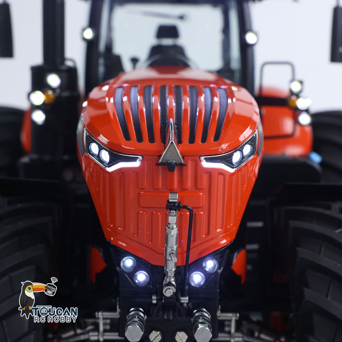 LESU 4x4 Metal 1/14 RC Hydraulic Tractor Car AOUE 1050 Radio Controlled Farm Truck Light Smoking Simulation Sound Differential