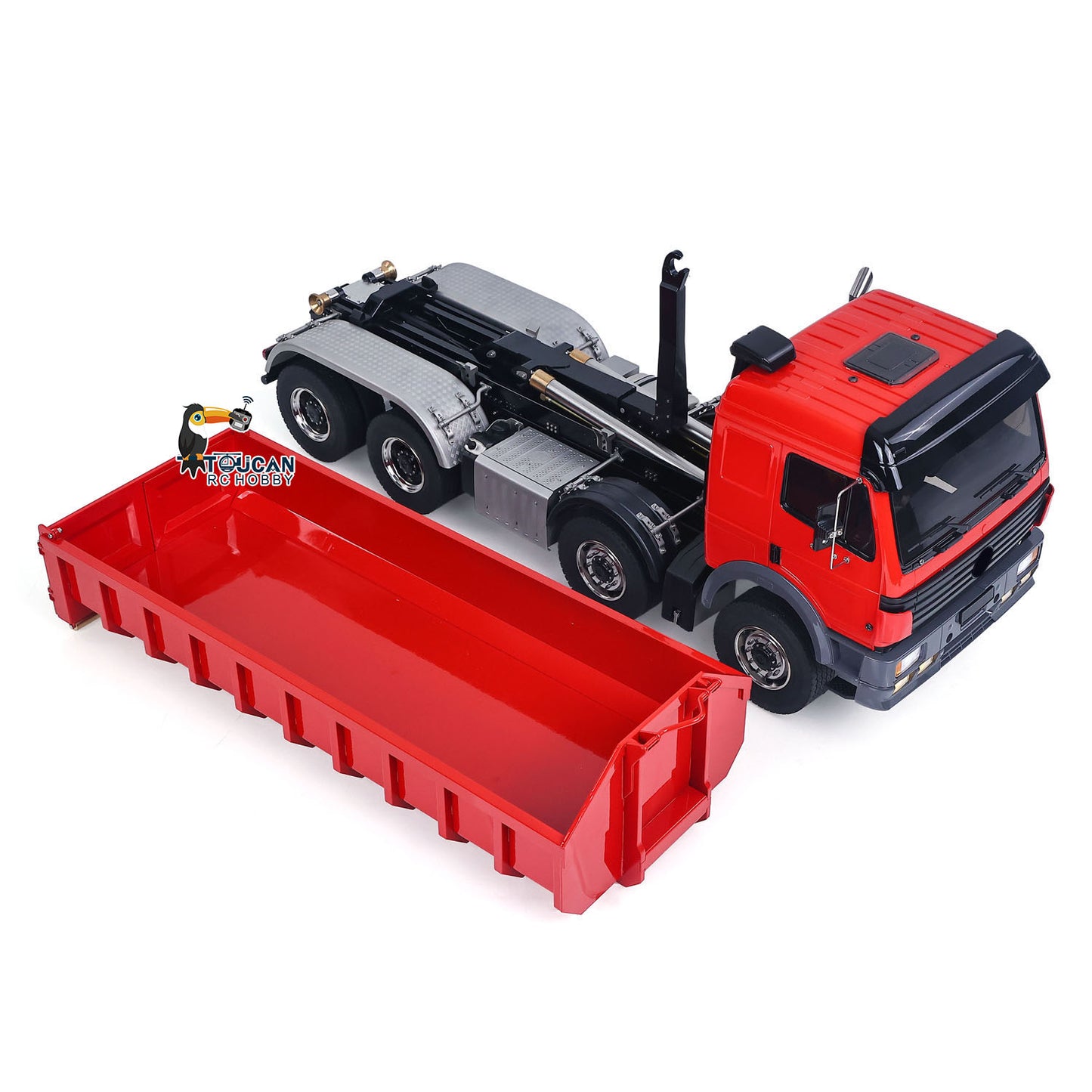 1/14 8*8 Remote Control Hydraulic Roll On Off Dump Truck 1838 2 Valves RC Full Tipper 3Speed Gearbox Hobbywing 1060 Brushed ESC