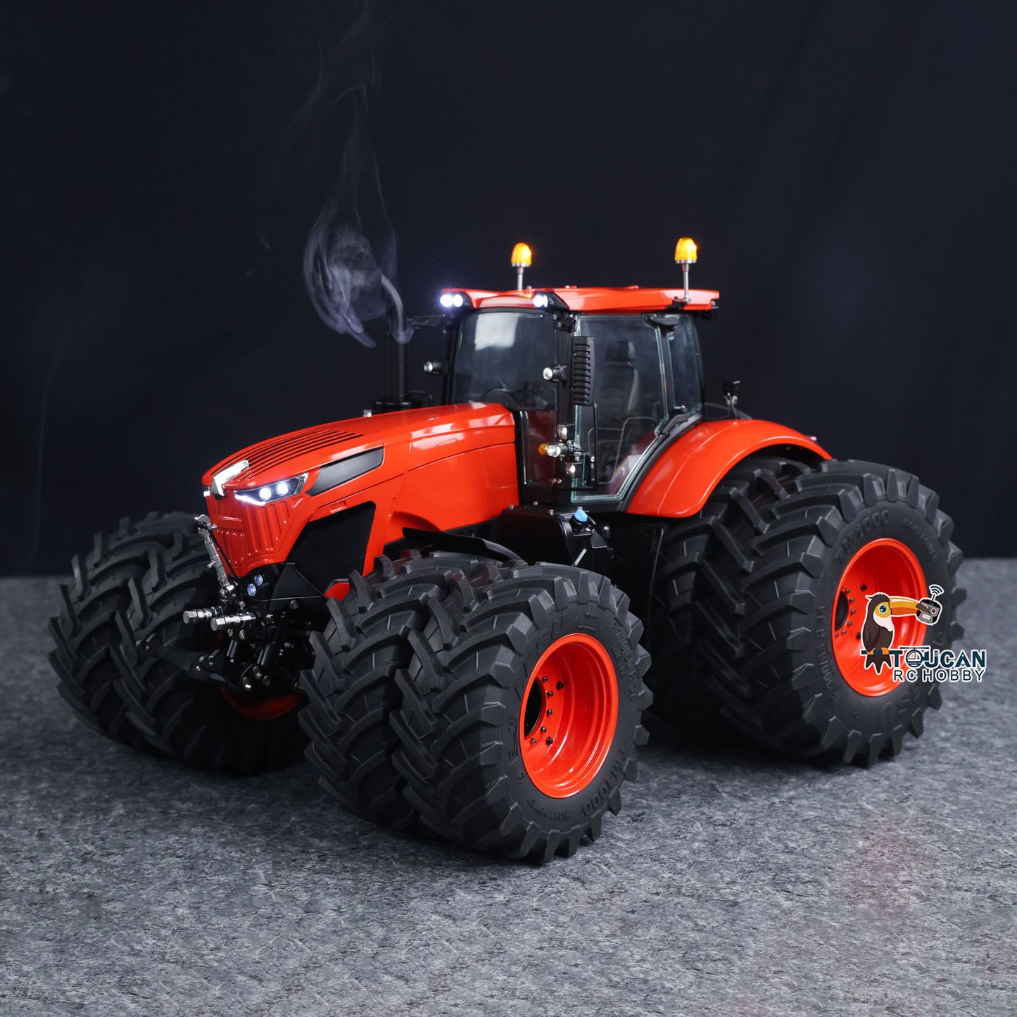 LESU 4x4 Metal 1/14 RC Hydraulic Tractor Car AOUE 1050 Radio Controlled Farm Truck Light Smoking Simulation Sound Differential