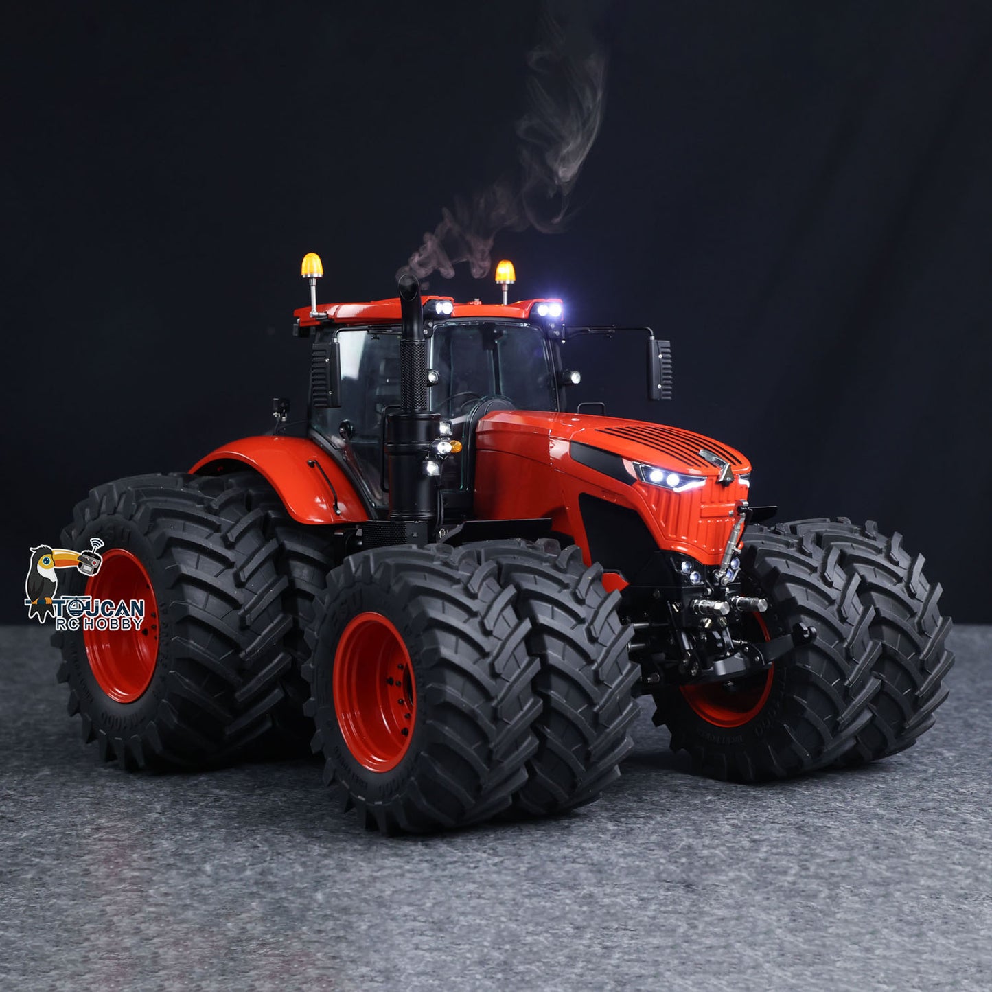 LESU 4x4 Metal 1/14 RC Hydraulic Tractor Car AOUE 1050 Radio Controlled Farm Truck Light Smoking Simulation Sound Differential