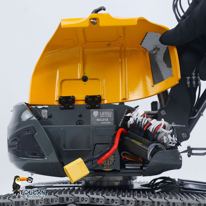 15MC LESU Metal 1/14 Hydraulic RC Excavator MC15 4 Arms Remote Control Digger Model 9 Ways Valve Dual Pumps Light Sound Radio Battery
