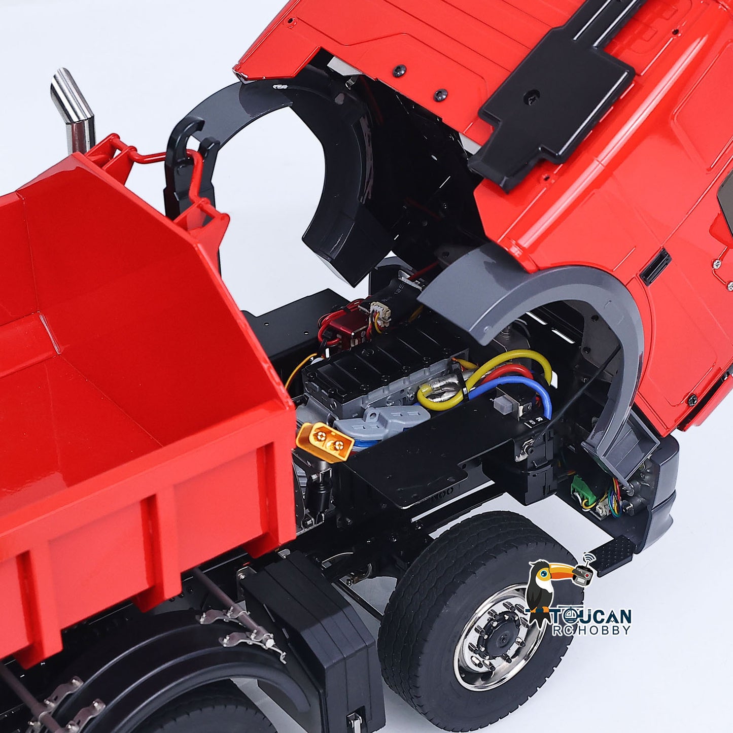 1/14 8*8 Remote Control Hydraulic Roll On Off Dump Truck 1838 2 Valves RC Full Tipper 3Speed Gearbox Hobbywing 1060 Brushed ESC