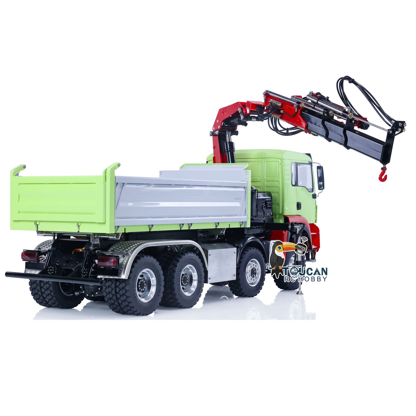 EN STOCK LESU 1/14 Métal MAN 8X8 RC Camion à benne basculante hydraulique avec grue Z0063