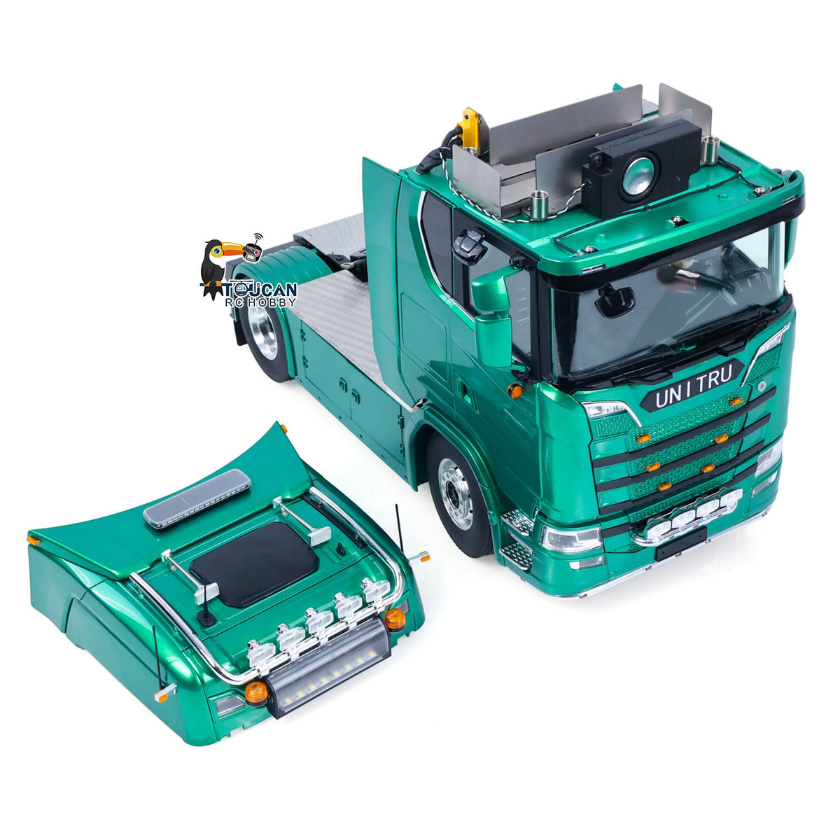 TOUCAN 1/14 4x4 Metal Chassis RC Tractor Truck Z008 2Speed Gearbox Magnetic High Roof Chassis Suspension Smoke Light Sound RTR