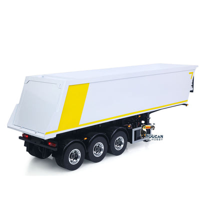 3 Axles Stainless Steel Hydraulic Semi Trailer W/ Supported Leg Light System for 1/14 DIY Tamiya Remote Control Tractor Truck