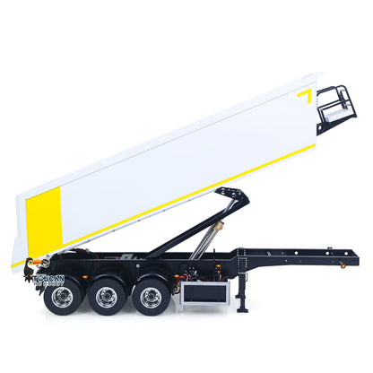 3 Axles Stainless Steel Hydraulic Semi Trailer W/ Supported Leg Light System for 1/14 DIY Tamiya Remote Control Tractor Truck