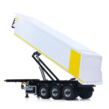 3 Axles Stainless Steel Hydraulic Semi Trailer W/ Supported Leg Light System for 1/14 DIY Tamiya Remote Control Tractor Truck