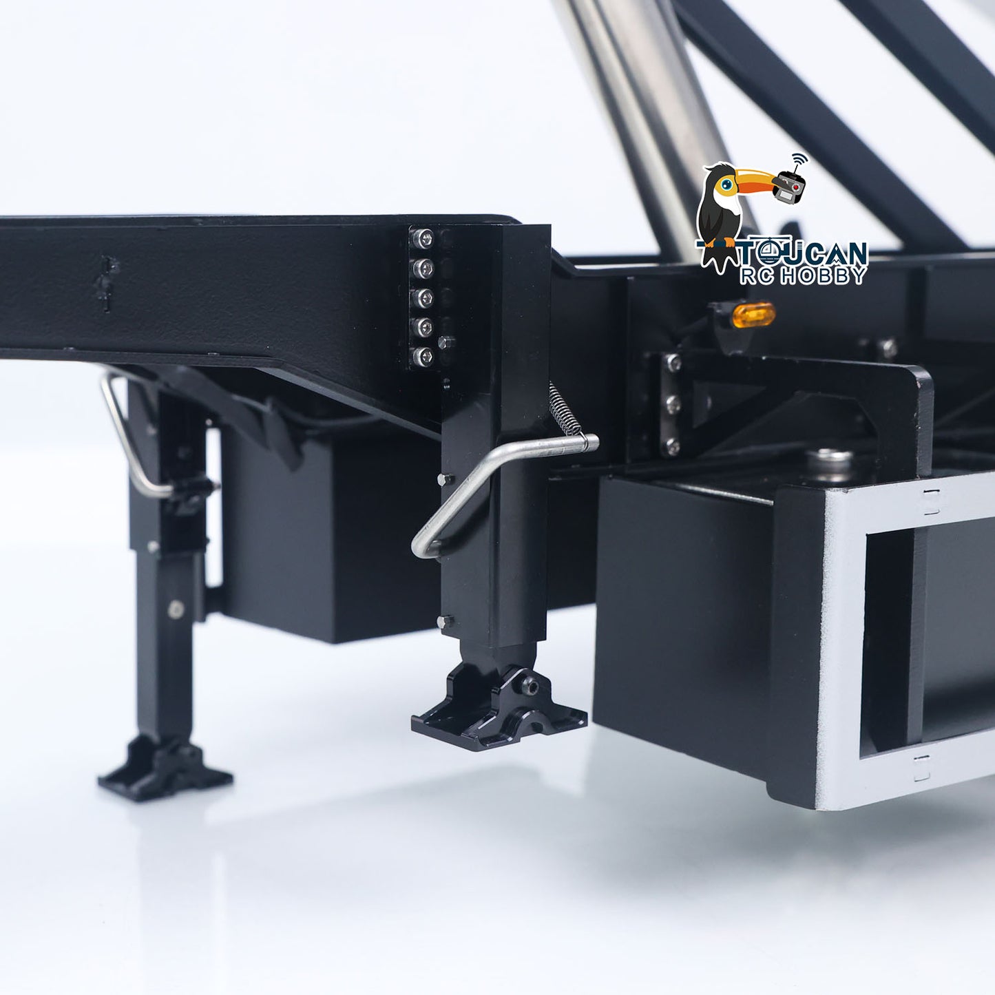 3 Axles Stainless Steel Hydraulic Semi Trailer W/ Supported Leg Light System for 1/14 DIY Tamiya Remote Control Tractor Truck