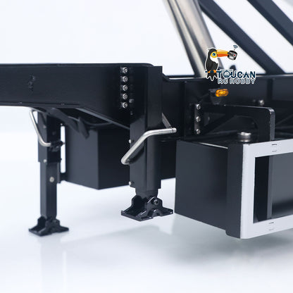 3 Axles Stainless Steel Hydraulic Semi Trailer W/ Supported Leg Light System for 1/14 DIY Tamiya Remote Control Tractor Truck
