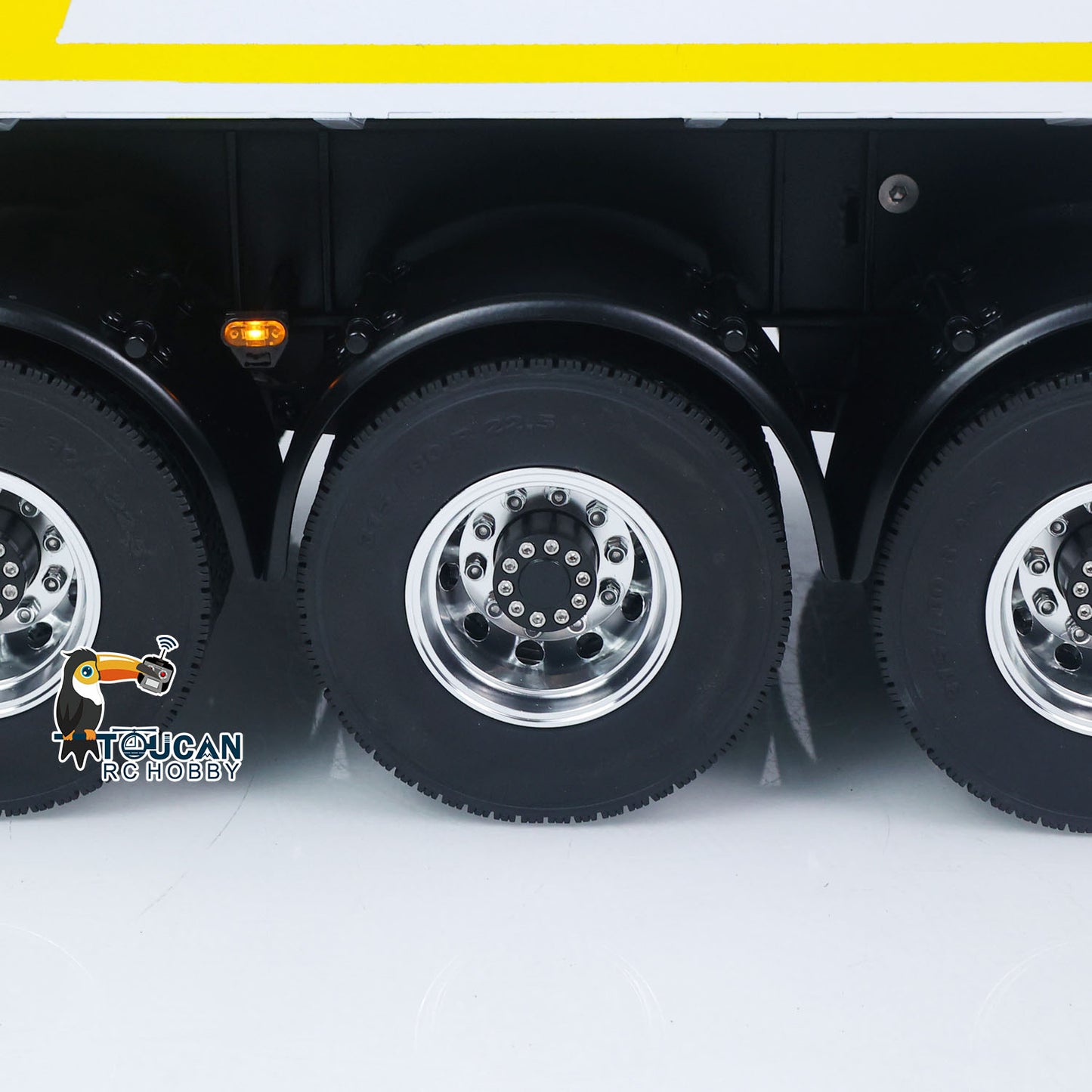 3 Axles Stainless Steel Hydraulic Semi Trailer W/ Supported Leg Light System for 1/14 DIY Tamiya Remote Control Tractor Truck