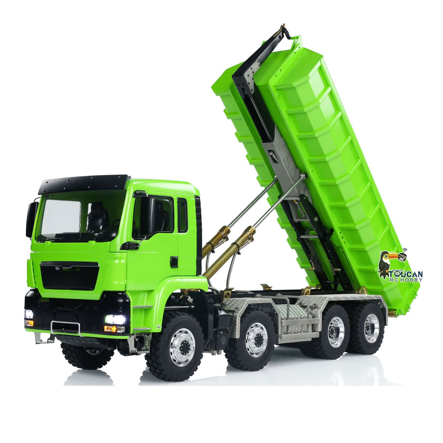 LESU TGS 1/14 RC Hydraulic Roll On Off Dump Truck 8x8 Metal Chassis Dumper Differential Lock EDS Axles 2Speed Gearbox Model Car