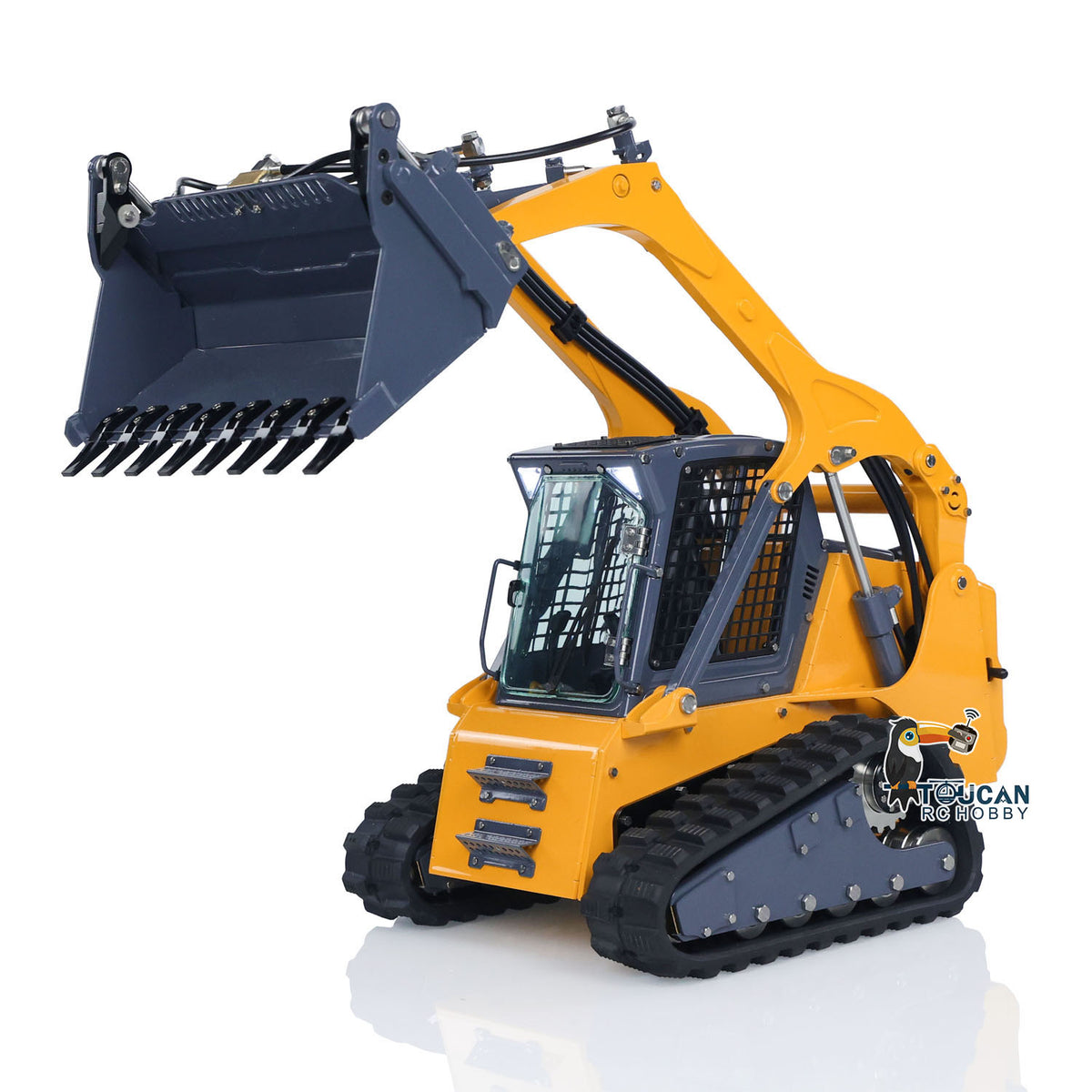 US Stock LESU AoueLT5 1/14 Stainless Steel Hydraulic RC Skid-Steer Loader B0008 with Light Sound System I6S Radio System