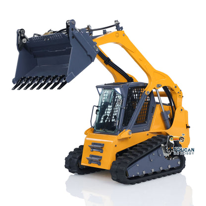 US Stock LESU AoueLT5 1/14 Stainless Steel Hydraulic RC Skid-Steer Loader B0008 with Light Sound System I6S Radio System