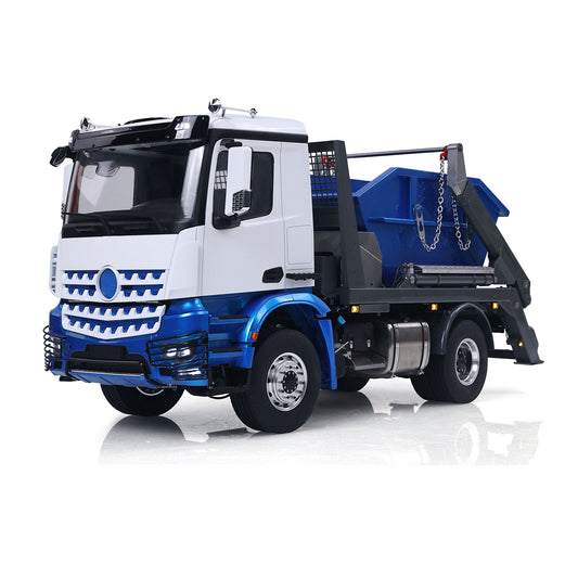 3Speed LESU Skip Loader 3363 Metal 4X4 Chassis 1/14 RC Hydraulic Swing Arm Garbage Dump Truck Light Sound Hub Reduction Axle