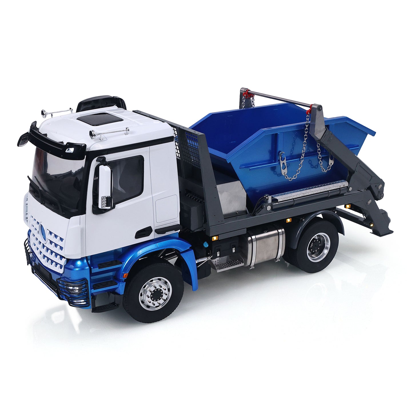 3Speed LESU Skip Loader 3363 Metal 4X4 Chassis 1/14 RC Hydraulic Swing Arm Garbage Dump Truck Light Sound Hub Reduction Axle