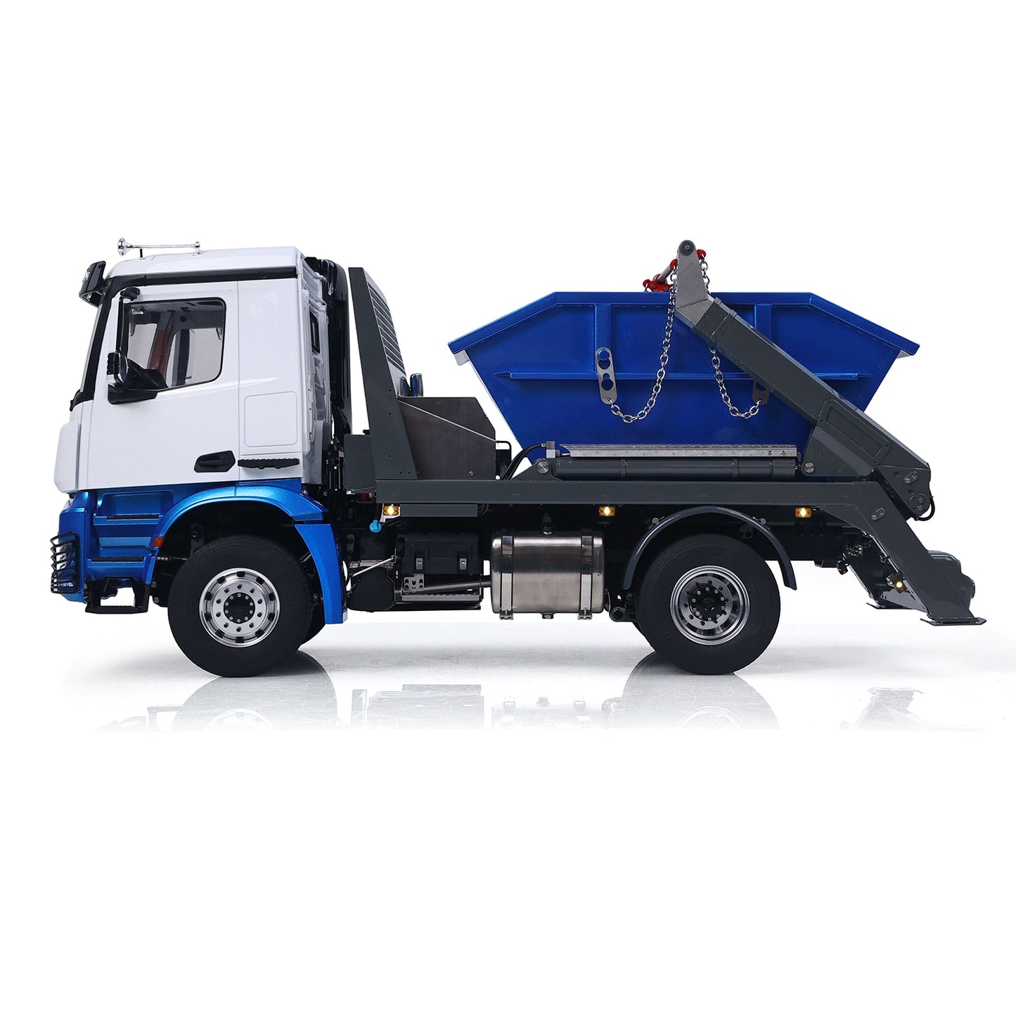 3Speed LESU Skip Loader 3363 Metal 4X4 Chassis 1/14 RC Hydraulic Swing Arm Garbage Dump Truck Light Sound Hub Reduction Axle