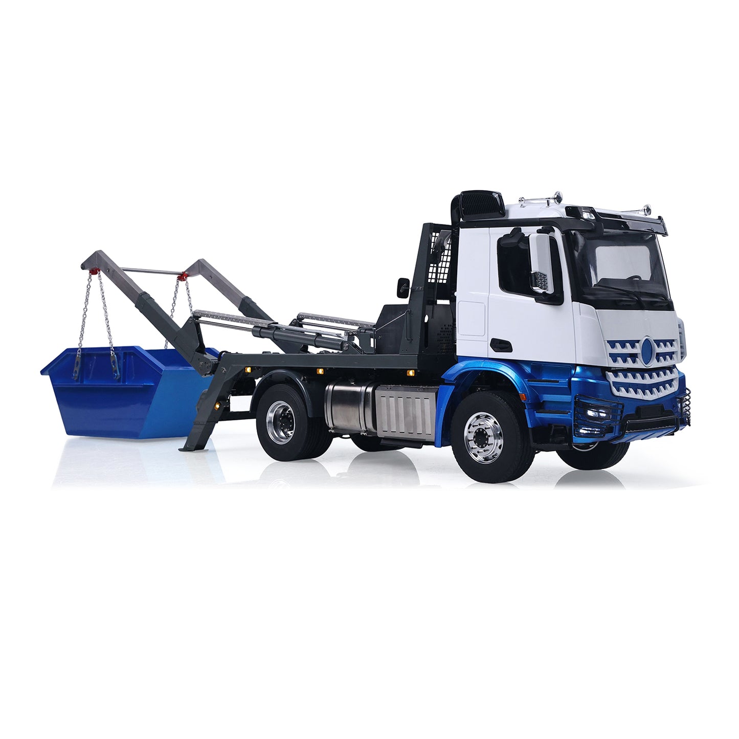 3Speed LESU Skip Loader 3363 Metal 4X4 Chassis 1/14 RC Hydraulic Swing Arm Garbage Dump Truck Light Sound Hub Reduction Axle