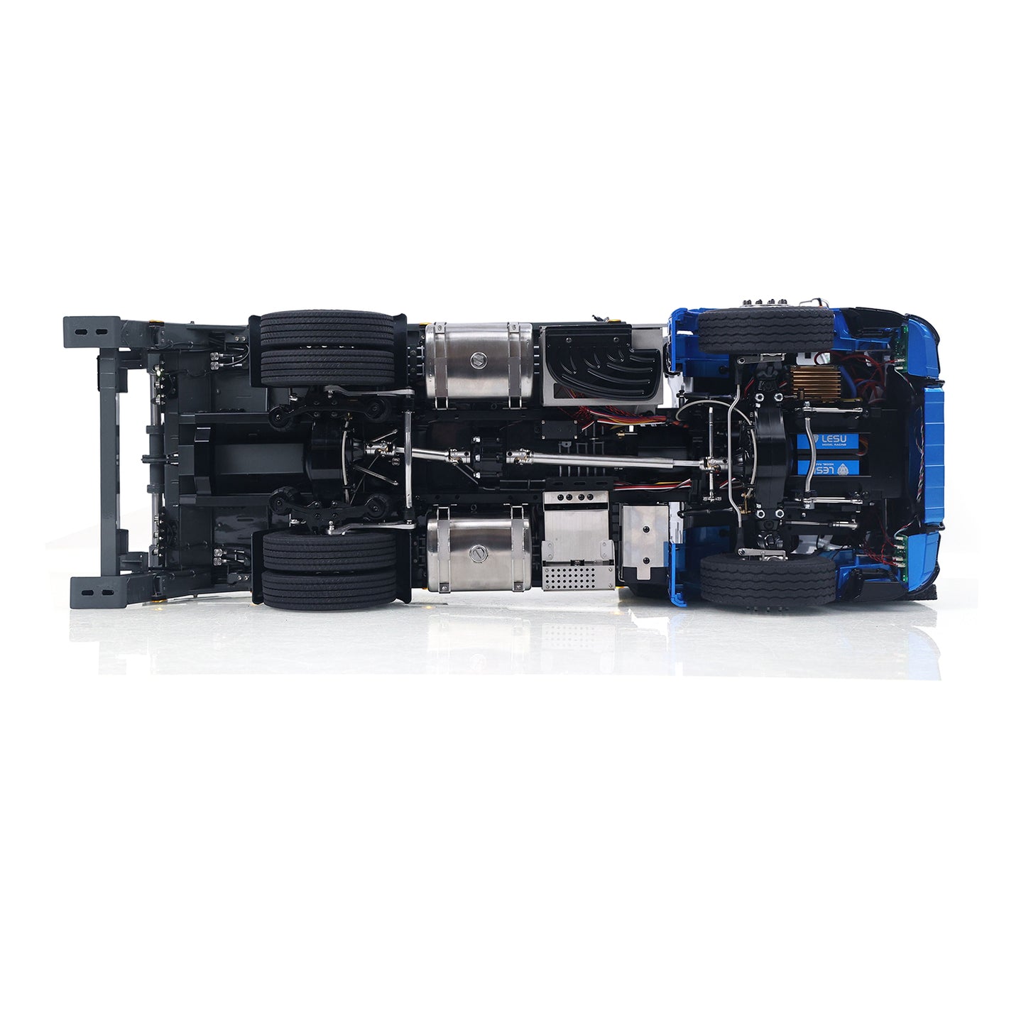 3Speed LESU Skip Loader 3363 Metal 4X4 Chassis 1/14 RC Hydraulic Swing Arm Garbage Dump Truck Light Sound Hub Reduction Axle