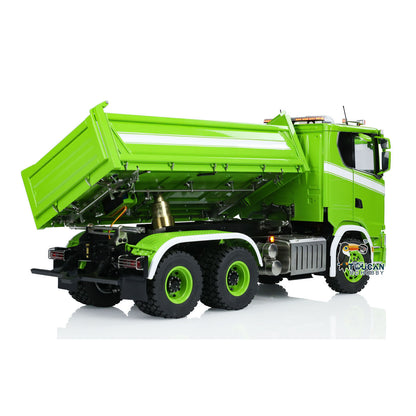 LESU 770S 1/14 6x6 RC Hydraulic Dumper Truck 3-way Remote Controlled Tipper Model Light Sound Smoke