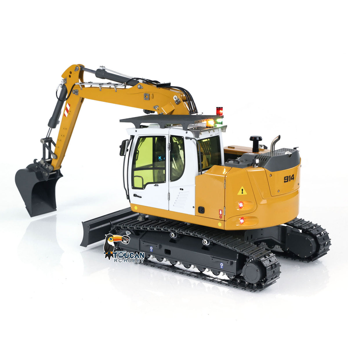 CUT Model 1/14 RC Hydraulic Excavator 914 5CH Valve Metal Remote Control Digger Construction Vehicle Warning Light Flysky ST8 Radio Sound System Charger