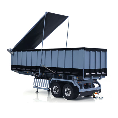 1/14 Metal RC Hydraulic Dump Trailer 2-axle Electric Tarpaulin for Remote Control Tractor Truck DIY Car Model