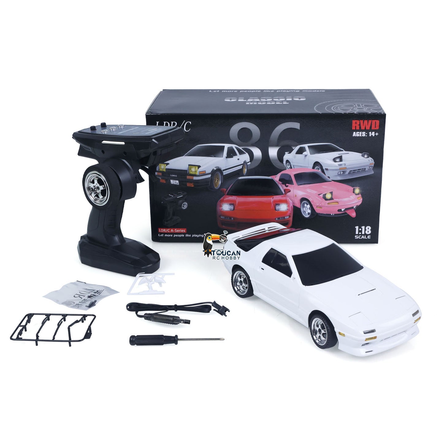 Fast Shipping LDRC 1/18 RX7 RC Racing Car RWD Gyroscope Wireless Control Drift Vehicles LD1802