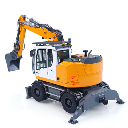 LR914 PRO MAX Metal 4WD 1/14 RC Hydraulic Wheeled Excavator 11-ways Valve Ready to Run Radio Controlled Digger PL18EV Lite Battery Light Sound System
