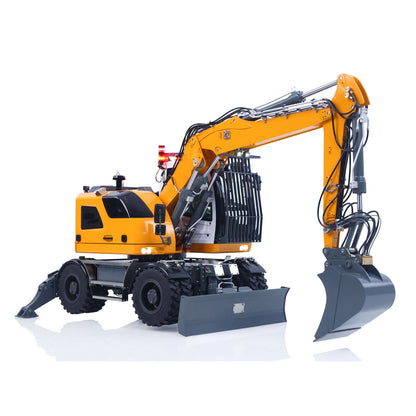 LR914 PRO MAX Metal 4WD 1/14 RC Hydraulic Wheeled Excavator 11-ways Valve Ready to Run Radio Controlled Digger PL18EV Lite Battery Light Sound System